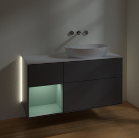 Тумба под раковину Villeroy & Boch Finion 120х50,1 см с подсветкой МДФ антрацит матовый лак/стекло белое матовое GA41GMGK