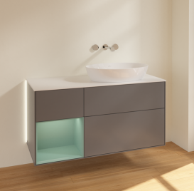 Тумба под раковину Villeroy & Boch Finion 120х50,1 см с подсветкой МДФ антрацит матовый лак/стекло белое матовое GA41GMGK