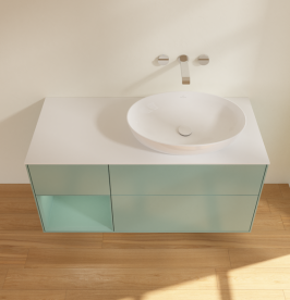 Тумба под раковину Villeroy & Boch Finion 120х50,1 см с подсветкой МДФ оливковый матовый лак/стекло белое матовое GA41GMGM