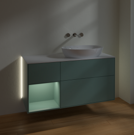 Тумба под раковину Villeroy & Boch Finion 120х50,1 см с подсветкой МДФ оливковый матовый лак/стекло белое матовое GA41GMGM