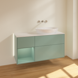 Тумба под раковину Villeroy & Boch Finion 120х50,1 см с подсветкой МДФ оливковый матовый лак/стекло белое матовое GA41GMGM