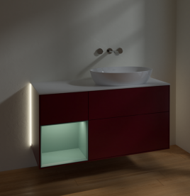 Тумба под раковину Villeroy & Boch Finion 120х50,1 см с подсветкой МДФ пион матовый лак/стекло белое матовое GA41GMHB