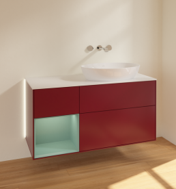 Тумба под раковину Villeroy & Boch Finion 120х50,1 см с подсветкой МДФ пион матовый лак/стекло белое матовое GA41GMHB