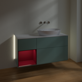 Тумба под раковину Villeroy & Boch Finion 120х50,1 см с подсветкой МДФ оливковый матовый лак/стекло белое матовое GA41HBGM