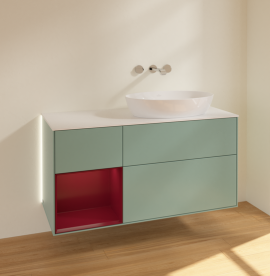 Тумба под раковину Villeroy & Boch Finion 120х50,1 см с подсветкой МДФ оливковый матовый лак/стекло белое матовое GA41HBGM