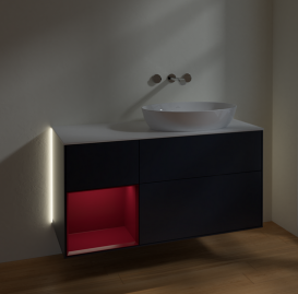 Тумба под раковину Villeroy & Boch Finion 120х50,1 см с подсветкой МДФ темно-синий матовый лак/стекло белое матовое GA41HBHG