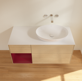 Тумба под раковину Villeroy & Boch Finion 120х50,1 см с подсветкой МДФ шпон дуба/стекло белое матовое GA41HBPC