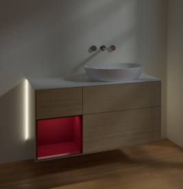 Тумба под раковину Villeroy & Boch Finion 120х50,1 см с подсветкой МДФ шпон дуба/стекло белое матовое GA41HBPC