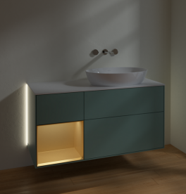 Тумба под раковину Villeroy & Boch Finion 120х50,1 см с подсветкой МДФ оливковый матовый лак/стекло белое матовое GA41HFGM