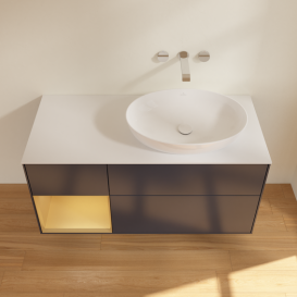 Тумба под раковину Villeroy & Boch Finion 120х50,1 см с подсветкой МДФ темно-синий матовый лак/стекло белое матовое GA41HFHG