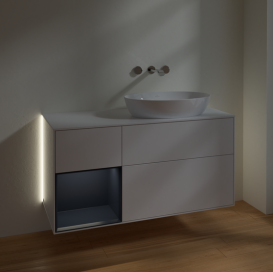 Тумба под раковину Villeroy & Boch Finion 120х50,1 см с подсветкой МДФ глянцевый белый лак/стекло белое матовое GA41HGGF