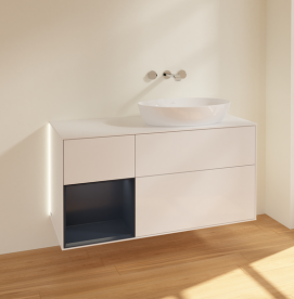 Тумба под раковину Villeroy & Boch Finion 120х50,1 см с подсветкой МДФ глянцевый белый лак/стекло белое матовое GA41HGGF