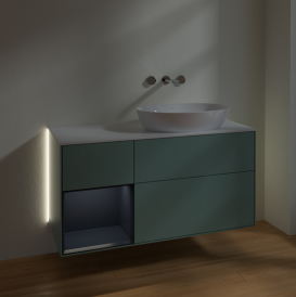 Тумба под раковину Villeroy & Boch Finion 120х50,1 см с подсветкой МДФ оливковый матовый лак/стекло белое матовое GA41HGGM