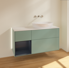 Тумба под раковину Villeroy & Boch Finion 120х50,1 см с подсветкой МДФ оливковый матовый лак/стекло белое матовое GA41HGGM