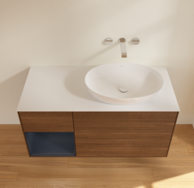 Тумба под раковину Villeroy & Boch Finion 120х50,1 см с подсветкой МДФ шпон грецкого ореха/стекло белое матовое GA41HGGN