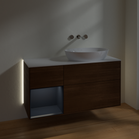 Тумба под раковину Villeroy & Boch Finion 120х50,1 см с подсветкой МДФ шпон грецкого ореха/стекло белое матовое GA41HGGN