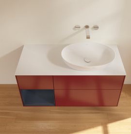 Тумба под раковину Villeroy & Boch Finion 120х50,1 см с подсветкой МДФ пион матовый лак/стекло белое матовое GA41HGHB