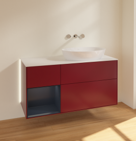 Тумба под раковину Villeroy & Boch Finion 120х50,1 см с подсветкой МДФ пион матовый лак/стекло белое матовое GA41HGHB