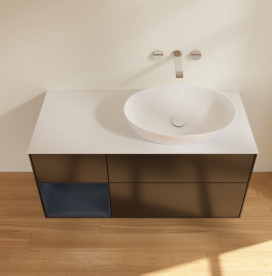 Тумба под раковину Villeroy & Boch Finion 120х50,1 см с подсветкой МДФ черный матовый лак/стекло белое матовое GA41HGPD