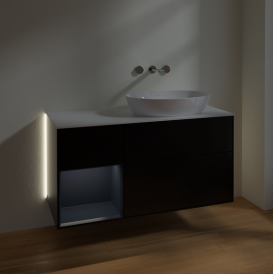 Тумба под раковину Villeroy & Boch Finion 120х50,1 см с подсветкой МДФ черный матовый лак/стекло белое матовое GA41HGPD