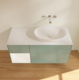 Тумба под раковину Villeroy & Boch Finion 120х50,1 см с подсветкой МДФ оливковый матовый лак/стекло белое матовое GA41MTGM