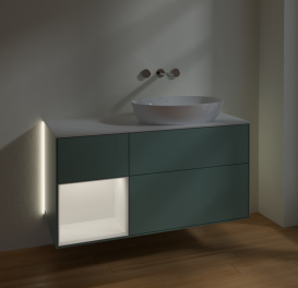 Тумба под раковину Villeroy & Boch Finion 120х50,1 см с подсветкой МДФ оливковый матовый лак/стекло белое матовое GA41MTGM