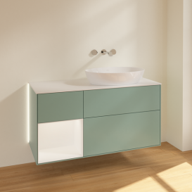 Тумба под раковину Villeroy & Boch Finion 120х50,1 см с подсветкой МДФ оливковый матовый лак/стекло белое матовое GA41MTGM