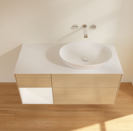 Тумба под раковину Villeroy & Boch Finion 120х50,1 см с подсветкой МДФ шпон дуба/стекло белое матовое GA41MTPC