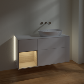 Тумба под раковину Villeroy & Boch Finion 120х50,1 см с подсветкой МДФ глянцевый белый лак/стекло белое матовое GA41PCGF