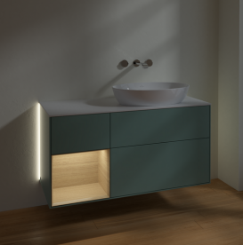 Тумба под раковину Villeroy & Boch Finion 120х50,1 см с подсветкой МДФ оливковый матовый лак/стекло белое матовое GA41PCGM