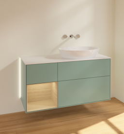 Тумба под раковину Villeroy & Boch Finion 120х50,1 см с подсветкой МДФ оливковый матовый лак/стекло белое матовое GA41PCGM