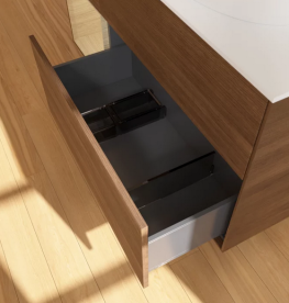 Тумба под раковину Villeroy & Boch Finion 120х50,1 см с подсветкой МДФ шпон грецкого ореха/стекло белое матовое GA41PCGN