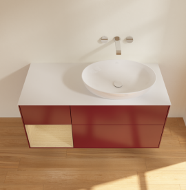 Тумба под раковину Villeroy & Boch Finion 120х50,1 см с подсветкой МДФ пион матовый лак/стекло белое матовое GA41PCHB