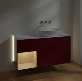 Тумба под раковину Villeroy & Boch Finion 120х50,1 см с подсветкой МДФ пион матовый лак/стекло белое матовое GA41PCHB