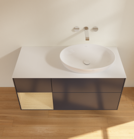 Тумба под раковину Villeroy & Boch Finion 120х50,1 см с подсветкой МДФ темно-синий матовый лак/стекло белое матовое GA41PCHG