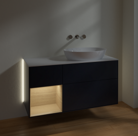 Тумба под раковину Villeroy & Boch Finion 120х50,1 см с подсветкой МДФ темно-синий матовый лак/стекло белое матовое GA41PCHG