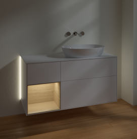 Тумба под раковину Villeroy & Boch Finion 120х50,1 см с подсветкой МДФ белый матовый лак/стекло белое матовое GA41PCMT