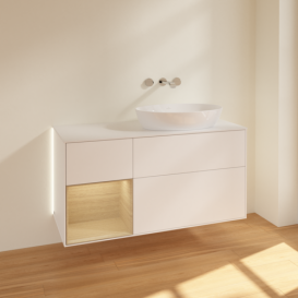 Тумба под раковину Villeroy & Boch Finion 120х50,1 см с подсветкой МДФ белый матовый лак/стекло белое матовое GA41PCMT