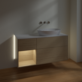 Тумба под раковину Villeroy & Boch Finion 120х50,1 см с подсветкой МДФ шпон дуба/стекло белое матовое  GA41PCPC