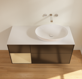 Тумба под раковину Villeroy & Boch Finion 120х50,1 см с подсветкой МДФ черный матовый лак/стекло белое матовое GA41PCPD