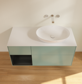 Тумба под раковину Villeroy & Boch Finion 120х50,1 см с подсветкой МДФ оливковый матовый лак/стекло белое матовое GA41PDGM