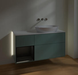 Тумба под раковину Villeroy & Boch Finion 120х50,1 см с подсветкой МДФ оливковый матовый лак/стекло белое матовое GA41PDGM