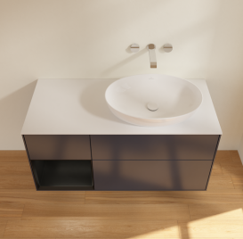 Тумба под раковину Villeroy & Boch Finion 120х50,1 см с подсветкой МДФ темно-синий матовый лак/стекло белое матовое GA41PDHG