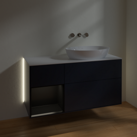 Тумба под раковину Villeroy & Boch Finion 120х50,1 см с подсветкой МДФ темно-синий матовый лак/стекло белое матовое GA41PDHG