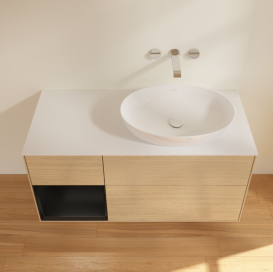 Тумба под раковину Villeroy & Boch Finion 120х50,1 см с подсветкой МДФ шпон дуба/стекло белое матовое GA41PDPC