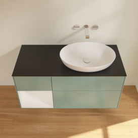 Тумба под раковину Villeroy & Boch Finion 120х50,1 см с подсветкой МДФ оливковый матовый лак/стекло черное матовое GA42GFGM