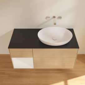 Тумба под раковину Villeroy & Boch Finion 120х50,1 см с подсветкой МДФ шпон дуба/стекло черное матовое GA42GFPC