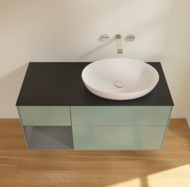 Тумба под раковину Villeroy & Boch Finion 120х50,1 см с подсветкой МДФ оливковый матовый лак/стекло черное матовое GA42GKGM