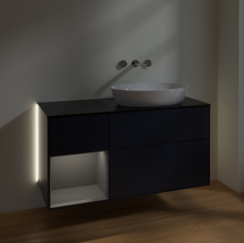 Тумба под раковину Villeroy & Boch Finion 120х50,1 см с подсветкой МДФ темно-синий матовый лак/стекло черное матовое GA42GKHG