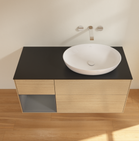 Тумба под раковину Villeroy & Boch Finion 120х50,1 см с подсветкой МДФ шпон дуба/стекло черное матовое GA42GKPC